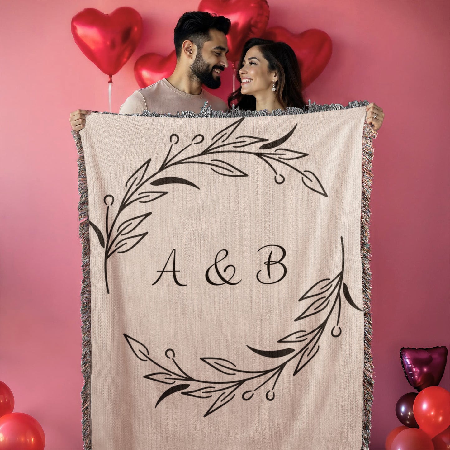 Personalized Initials Artwork Heirloom Woven Blanket (Portrait) 60"x80"