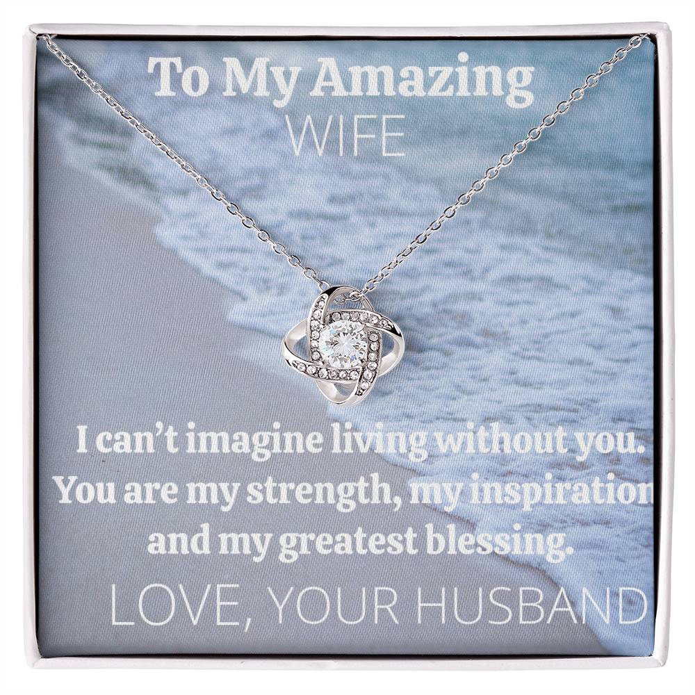 Love Knot Necklace And Message Card With Personalization Option (Yellow & White Gold Variants)