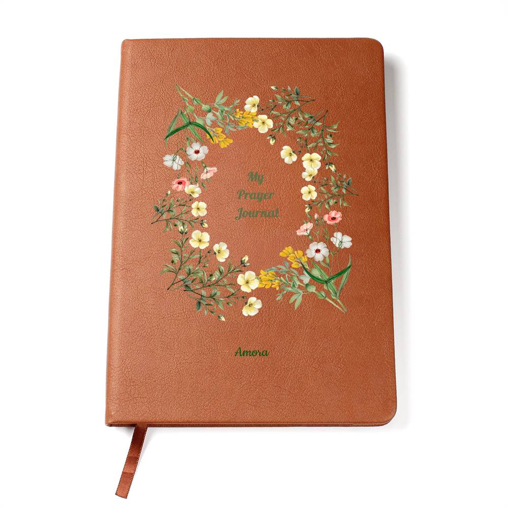 Vegan Leather Personalized Prayer Journal Wildflowers