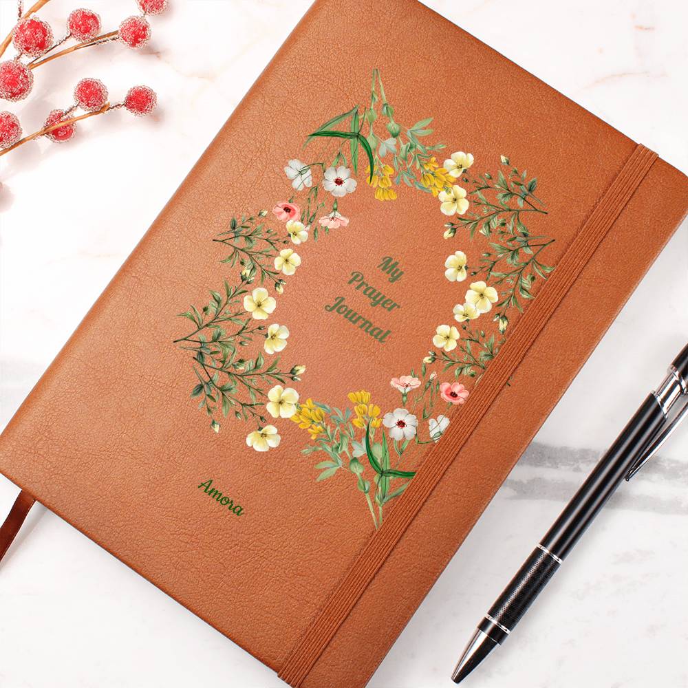 Vegan Leather Personalized Prayer Journal Wildflowers