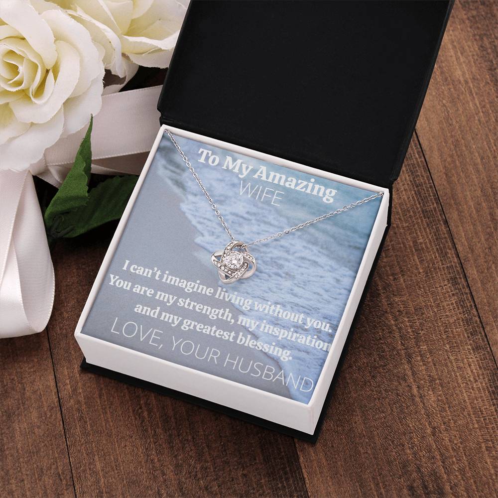 Love Knot Necklace And Message Card With Personalization Option (Yellow & White Gold Variants)