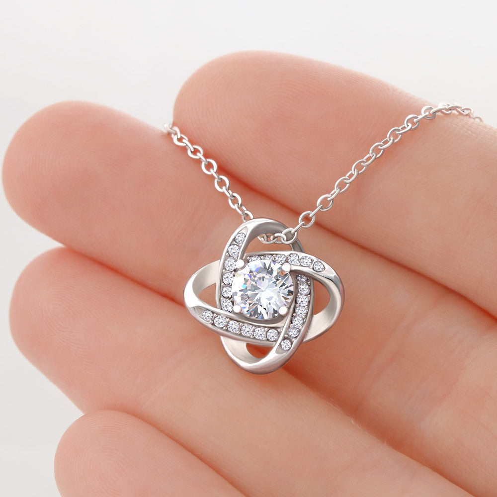 Love Knot Necklace And Message Card With Personalization Option (Yellow & White Gold Variants)