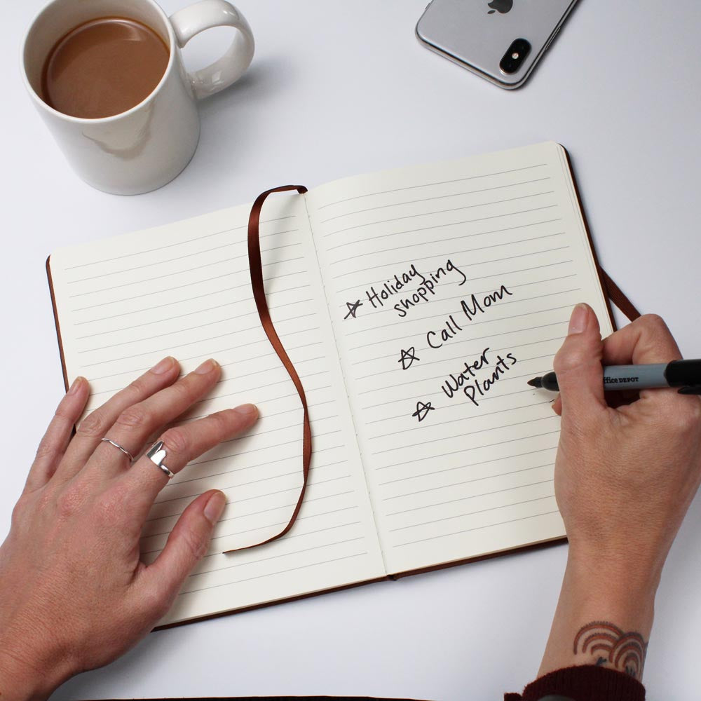 Vegan Leather Graphic Journal Optional Name Personalization