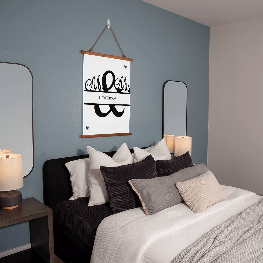 Personalized Mr. And Mrs. Wood Framed Wall Tapestry (Portrait)