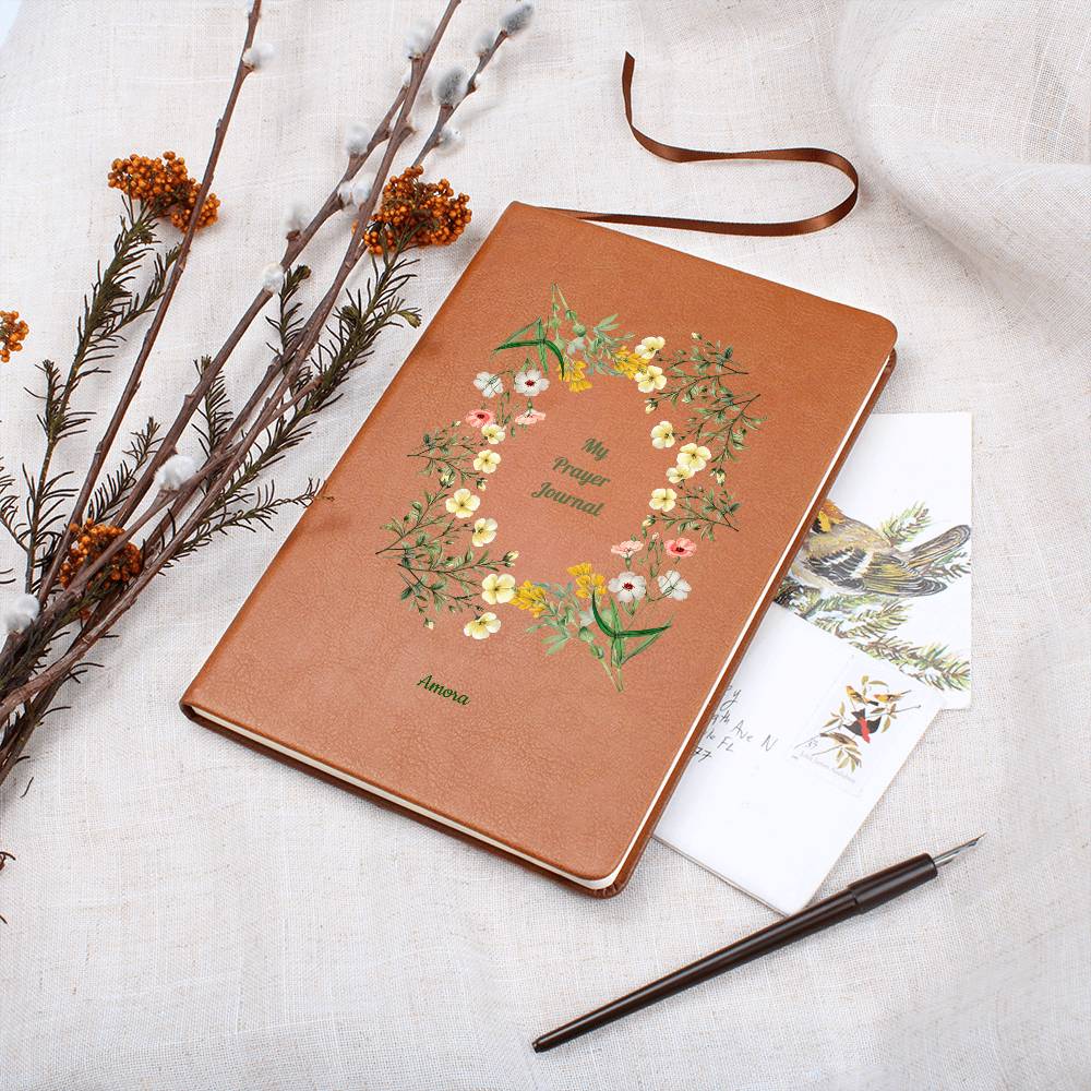 Vegan Leather Personalized Prayer Journal Wildflowers