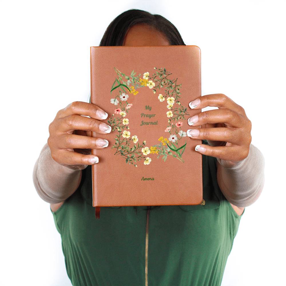 Vegan Leather Personalized Prayer Journal Wildflowers