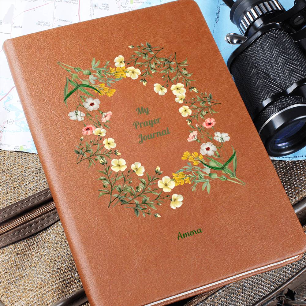 Vegan Leather Personalized Prayer Journal Wildflowers