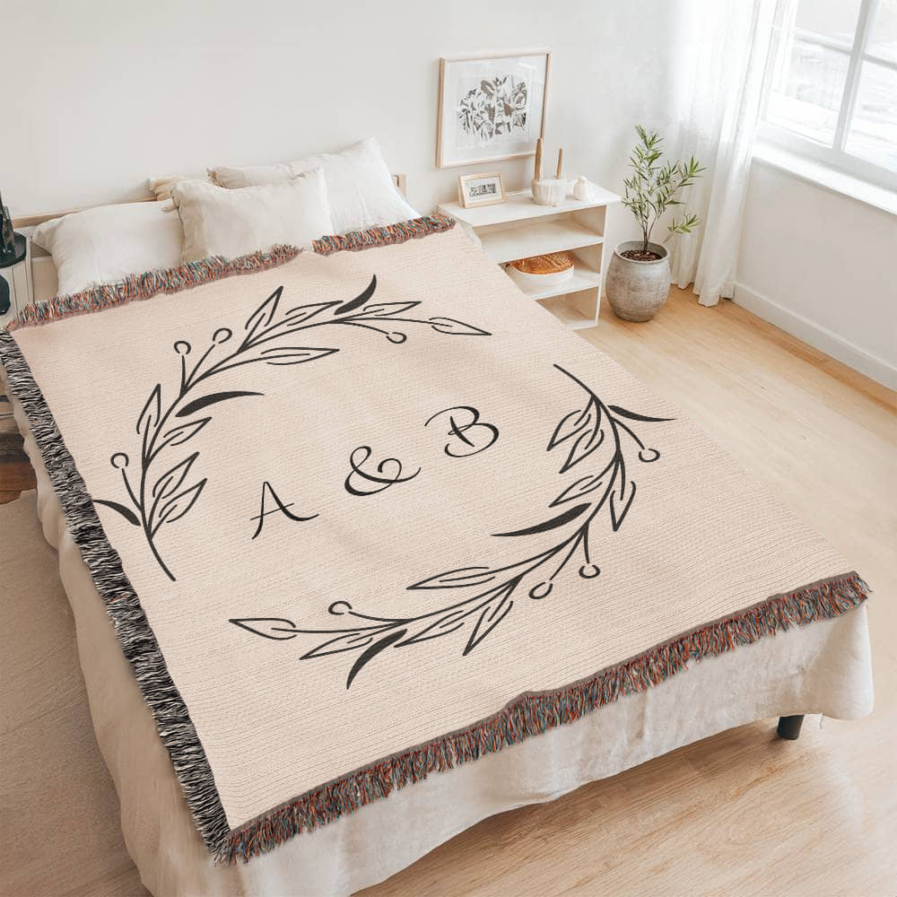 Personalized Initials Artwork Heirloom Woven Blanket (Portrait) 60"x80"