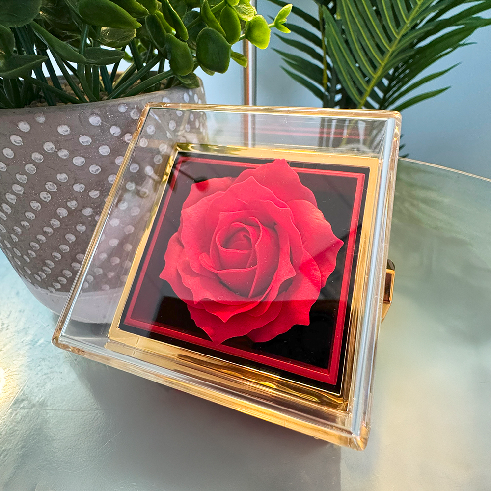LOVE KNOT NECKLACE WITH ROTATING ROSE GIFT BOX AND MESSAGE CARD