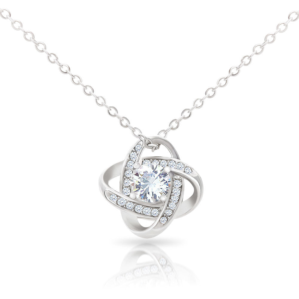 Love Knot Necklace And Message Card With Personalization Option (Yellow & White Gold Variants)