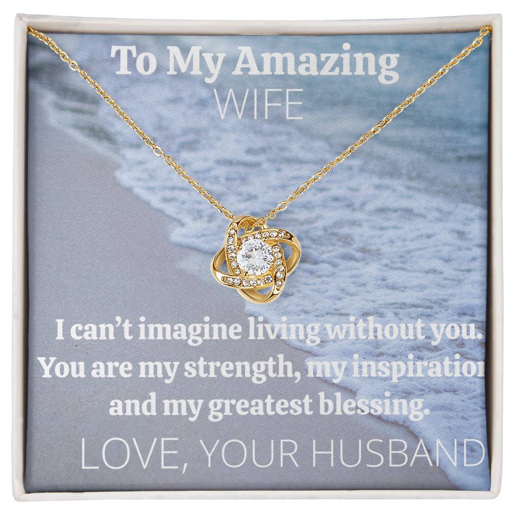 Love Knot Necklace And Message Card With Personalization Option (Yellow & White Gold Variants)