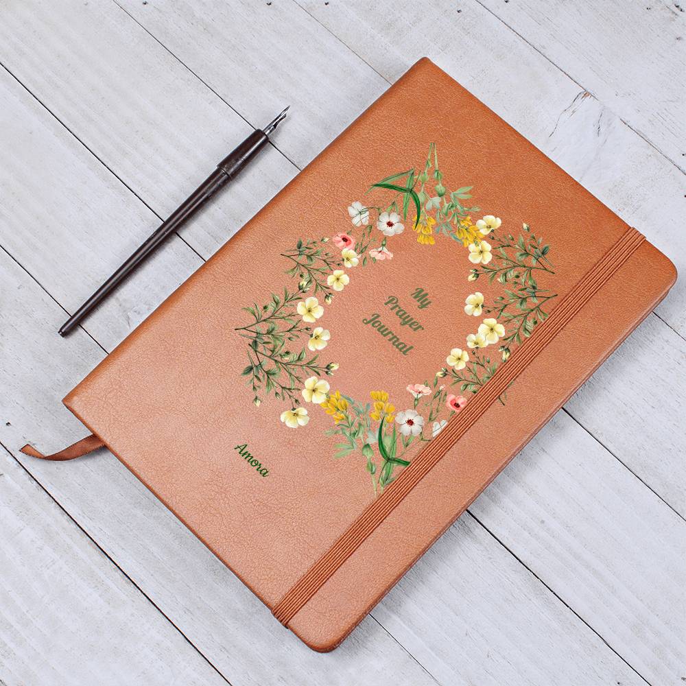 Vegan Leather Personalized Prayer Journal Wildflowers