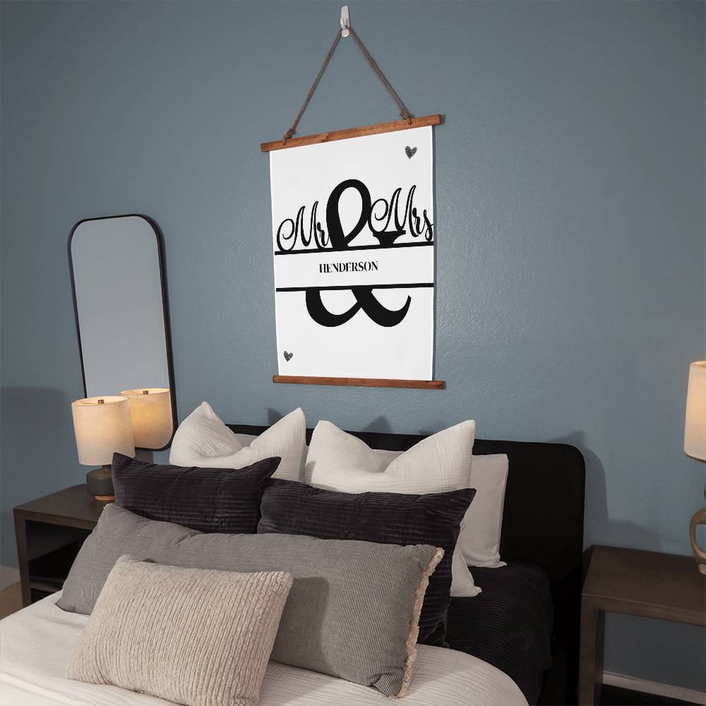 Personalized Mr. And Mrs. Wood Framed Wall Tapestry (Portrait)