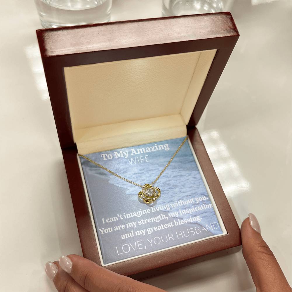 Love Knot Necklace And Message Card With Personalization Option (Yellow & White Gold Variants)