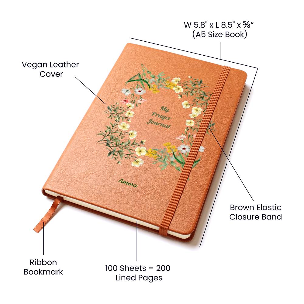 Vegan Leather Personalized Prayer Journal Wildflowers
