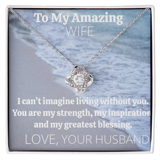 Love Knot Necklace And Message Card With Personalization Option (Yellow & White Gold Variants)
