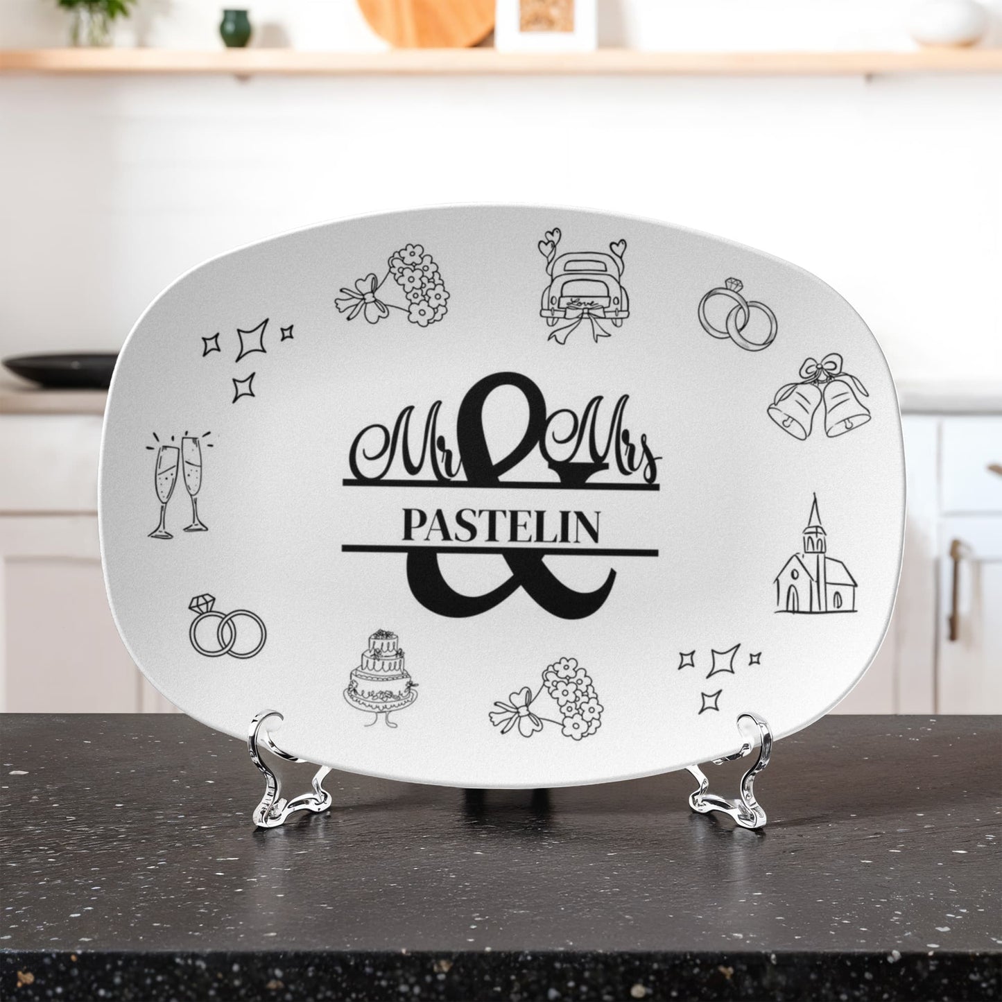 PERSONALIZED WEDDING DOODLE DESIGN PLATTER