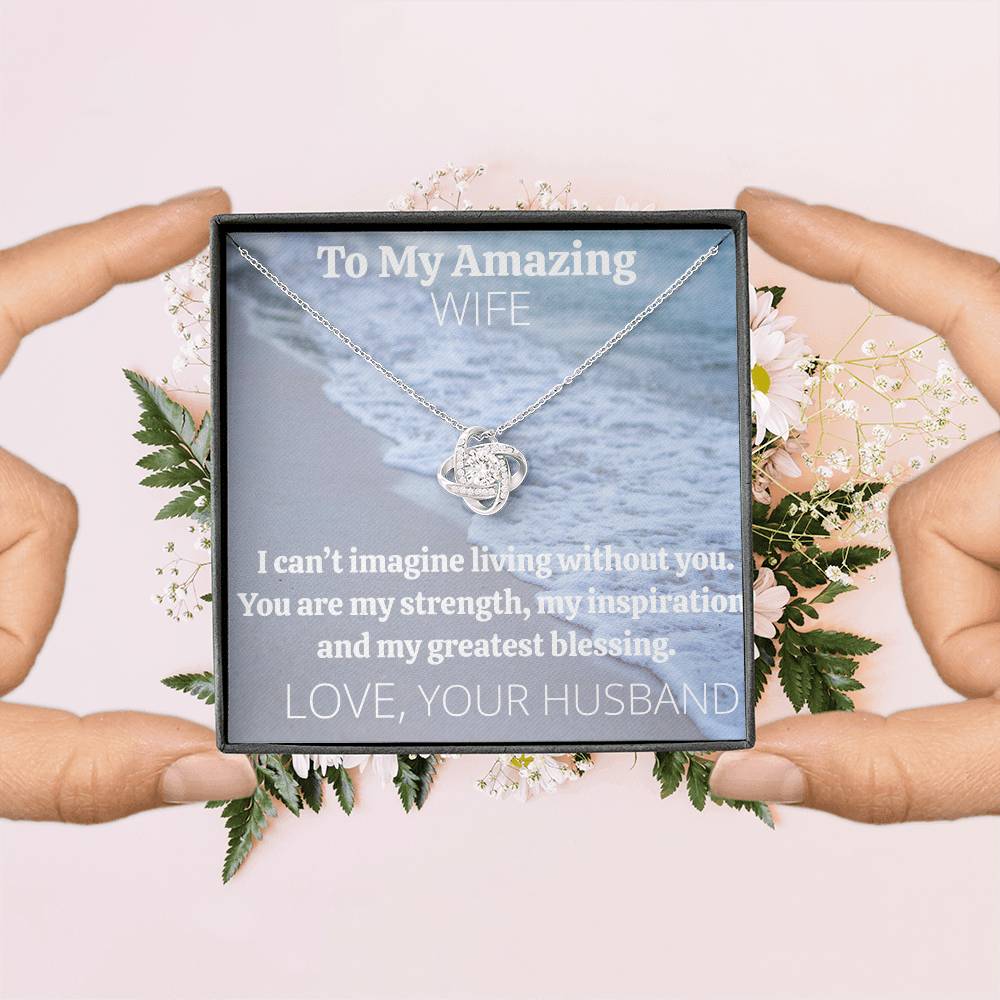 Love Knot Necklace And Message Card With Personalization Option (Yellow & White Gold Variants)