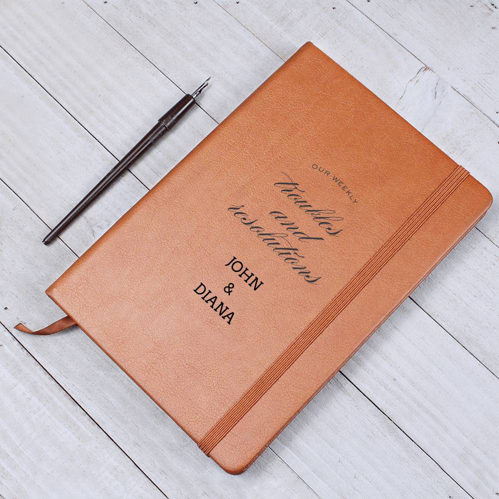 Weekly Troubles And Resolutions Personalized Couples Vegan Leather Journal