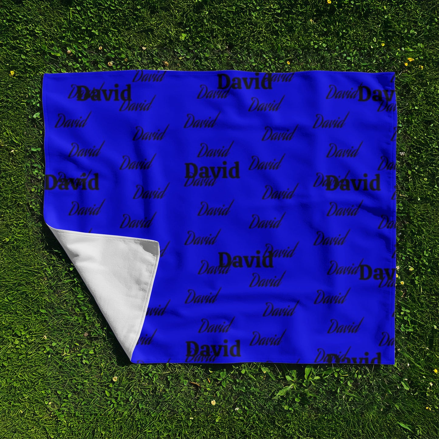 Navy Blue Personalized Name Jersey Fleece Blanket 60" x 50"