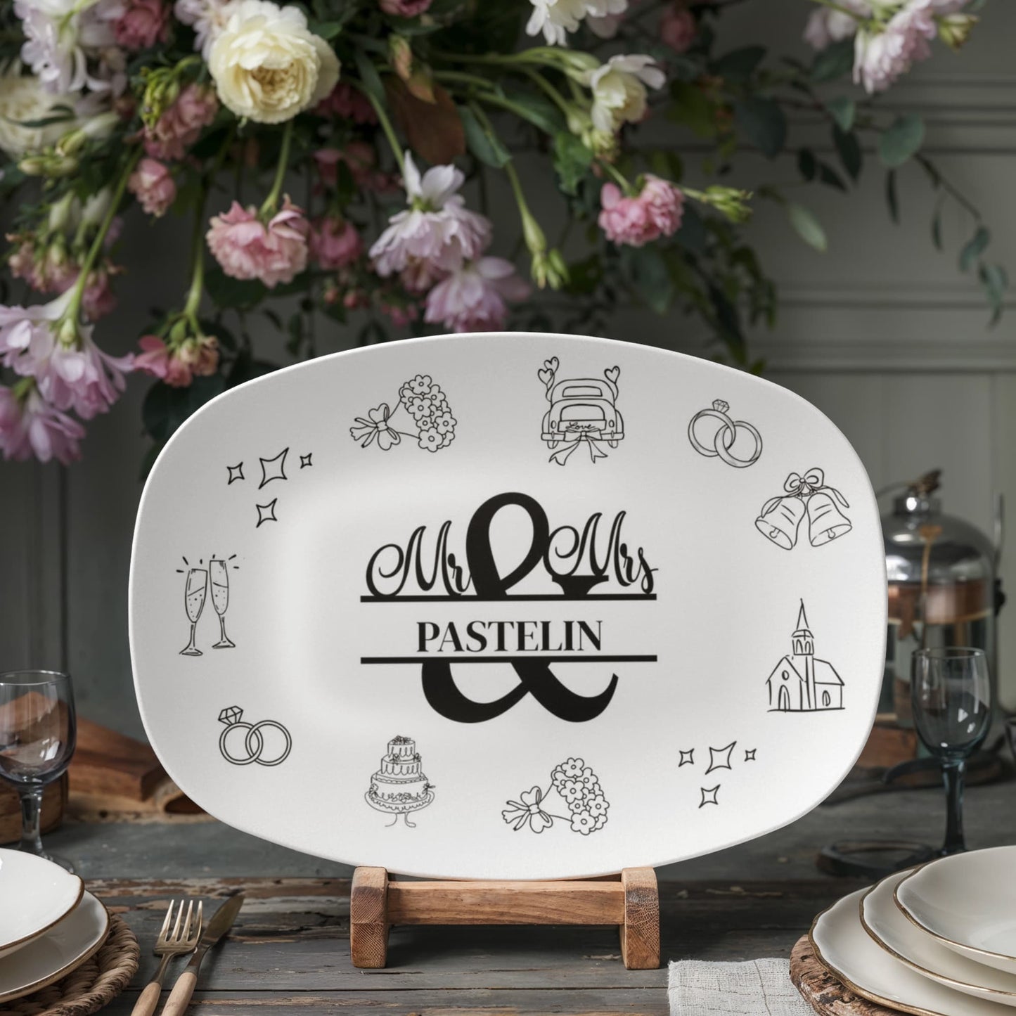 PERSONALIZED WEDDING DOODLE DESIGN PLATTER