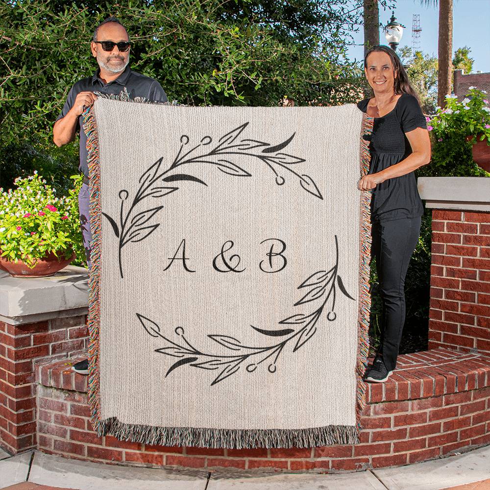 Personalized Initials Artwork Heirloom Woven Blanket  (Portrait) 60"x80"