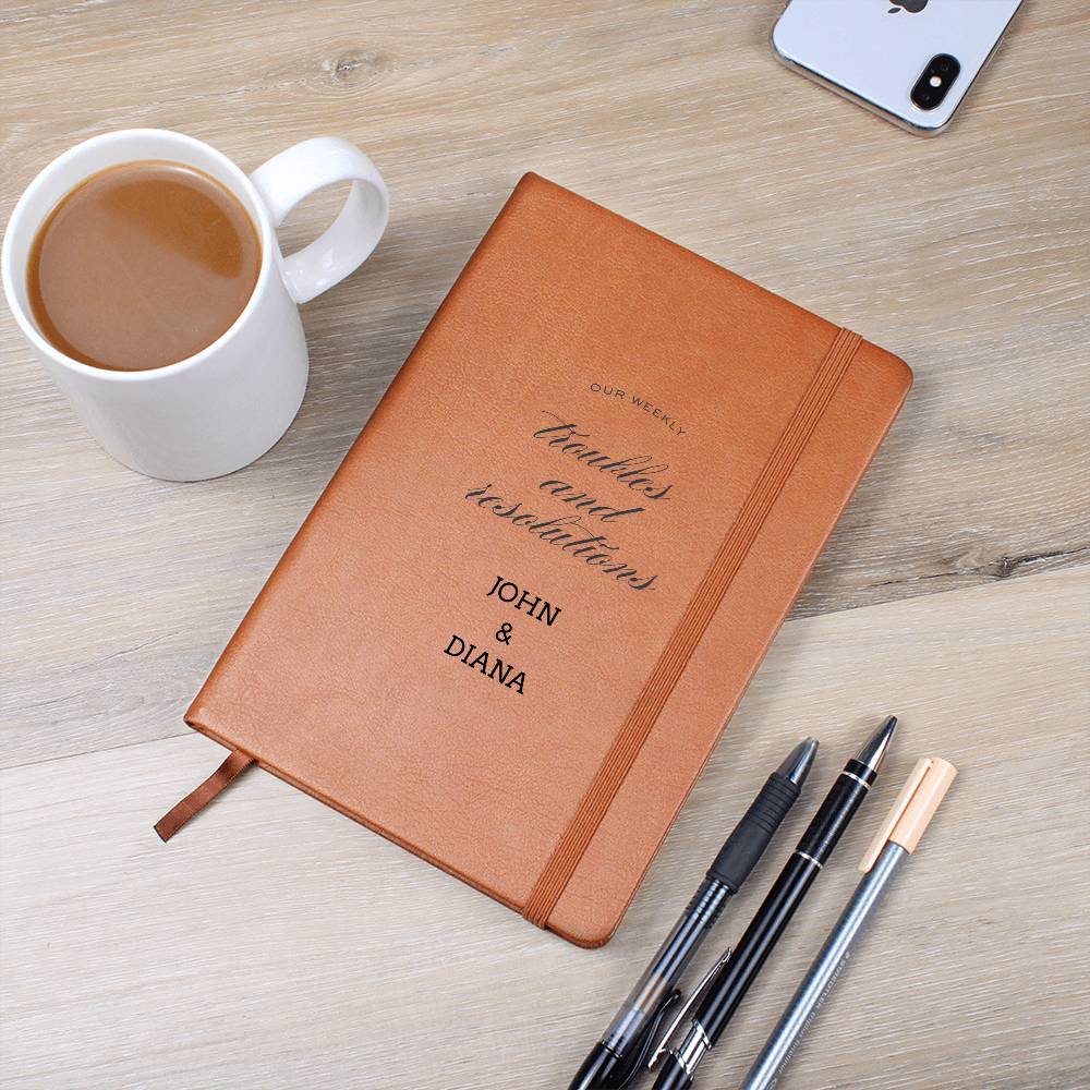 Weekly Troubles And Resolutions Personalized Couples Vegan Leather Journal