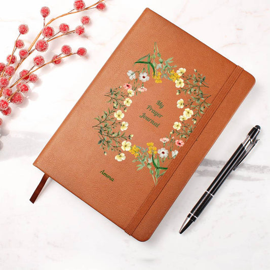 Vegan Leather Personalized Prayer Journal Wildflowers