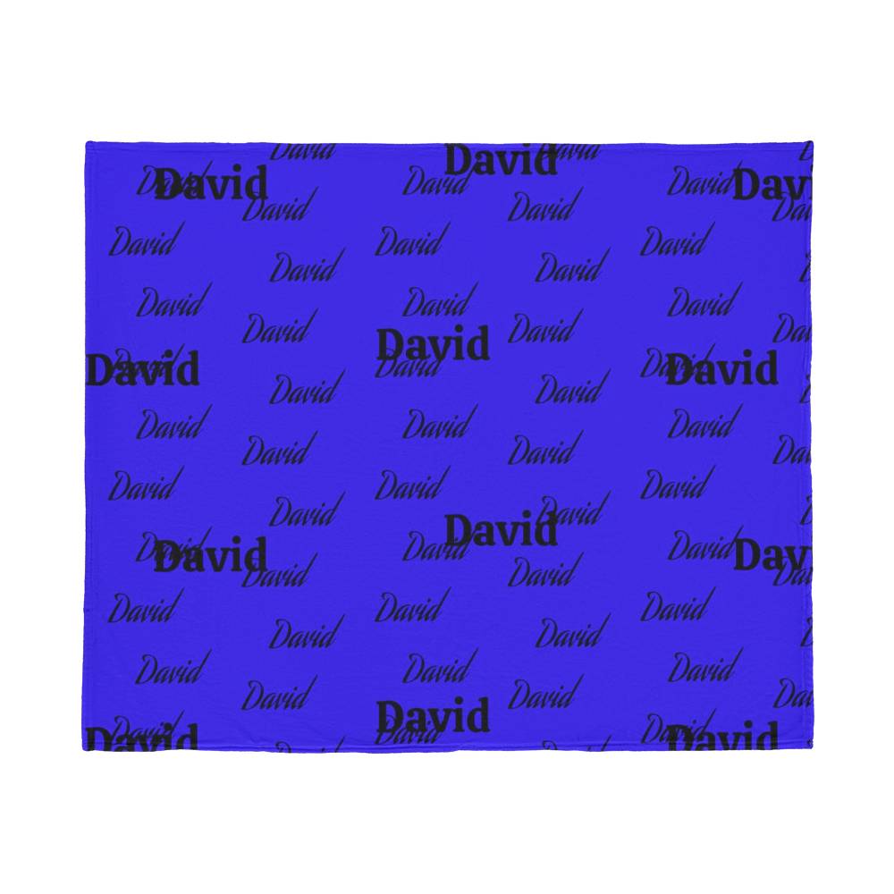 Navy Blue Personalized Name Jersey Fleece Blanket 60" x 50"