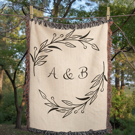 Personalized Initials Artwork Heirloom Woven Blanket  (Portrait) 60"x80"