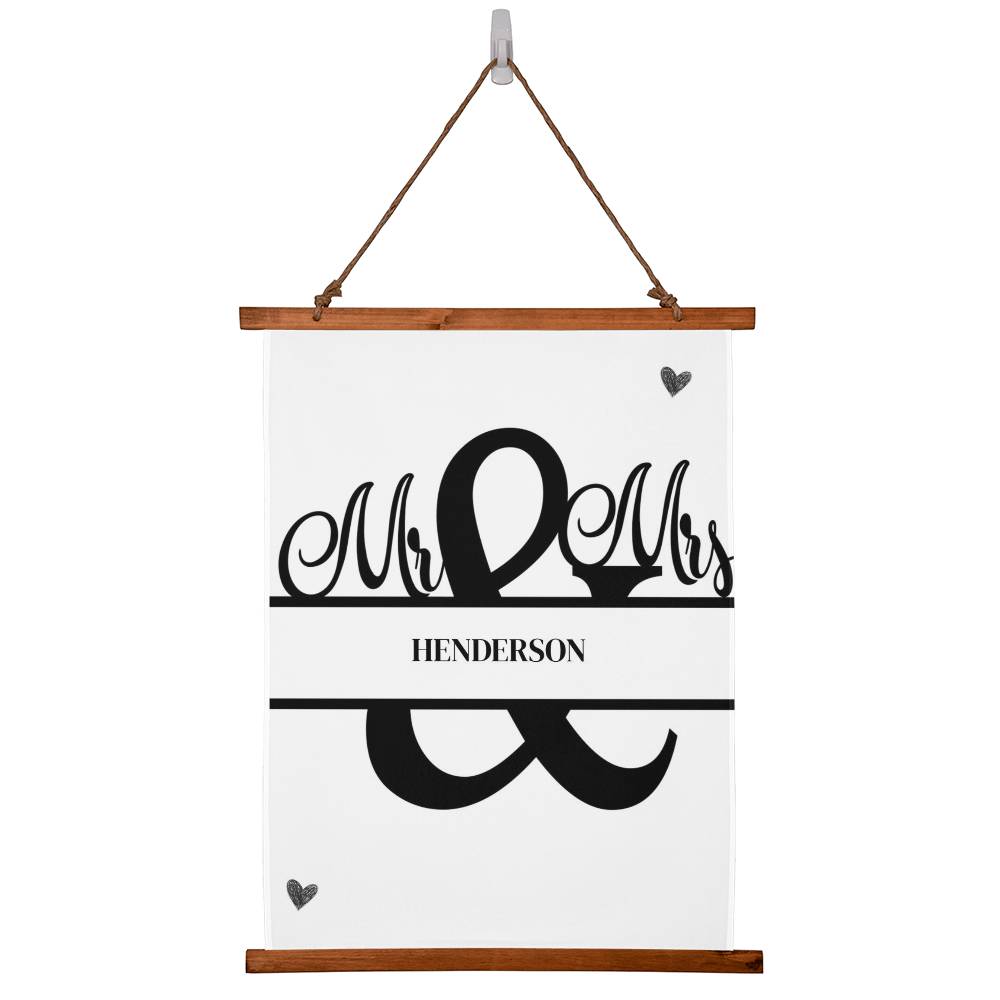 Personalized Mr. And Mrs. Wood Framed Wall Tapestry (Portrait)