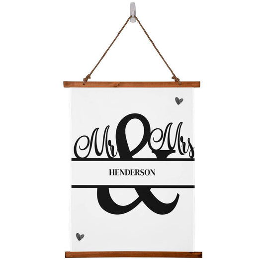 Personalized Mr. And Mrs. Wood Framed Wall Tapestry (Portrait)