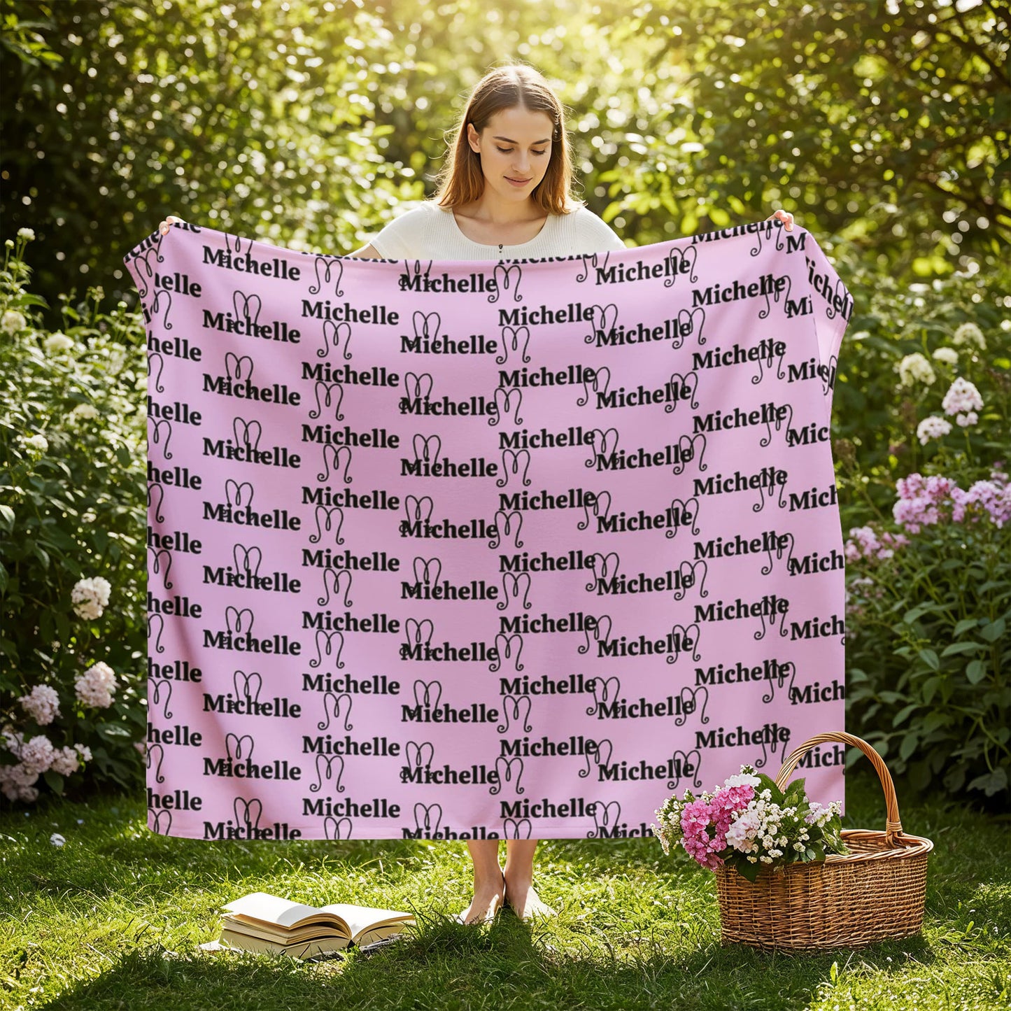 Personalized Name Pink Jersey Fleece Blanket 60" x 50"