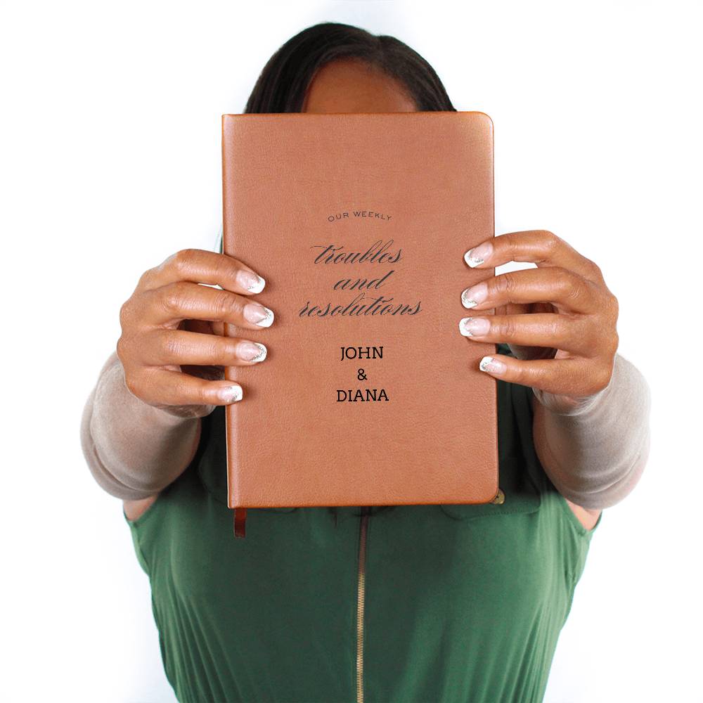 Weekly Troubles And Resolutions Personalized Couples Vegan Leather Journal