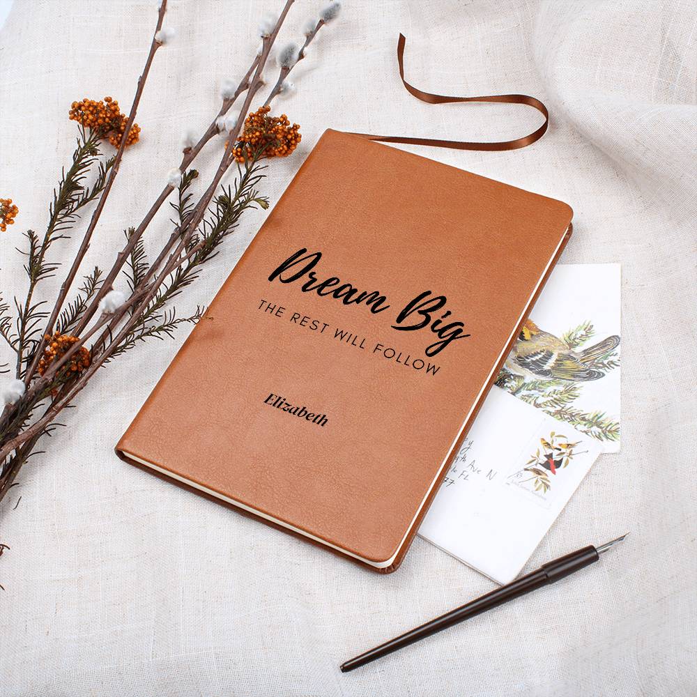 Vegan Leather Graphic Journal Optional  Name Personalization