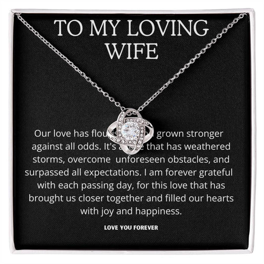 "To My Loving Wife" Love knot Necklace With Message Card