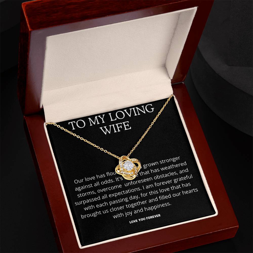 "To My Loving Wife" Love knot Necklace With Message Card