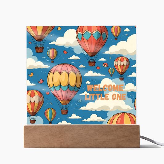 Welcome Little One Hot Air Balloons Acrylic Plaque