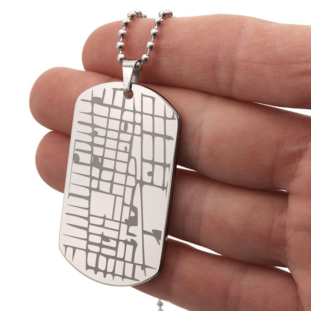 Engraved Personalized  Map  Dog Tag Necklace