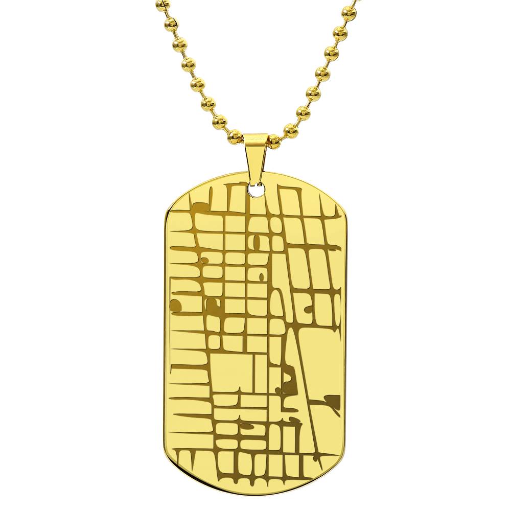 Engraved Personalized  Map  Dog Tag Necklace