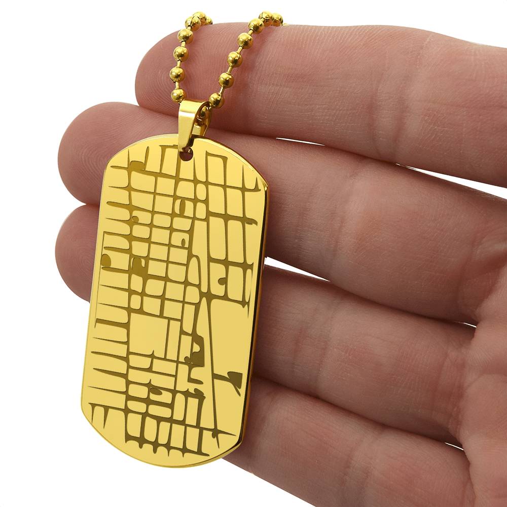 Engraved Personalized  Map  Dog Tag Necklace