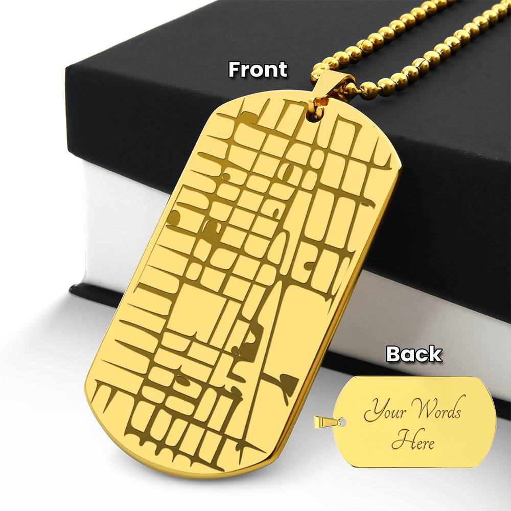Engraved Personalized  Map  Dog Tag Necklace