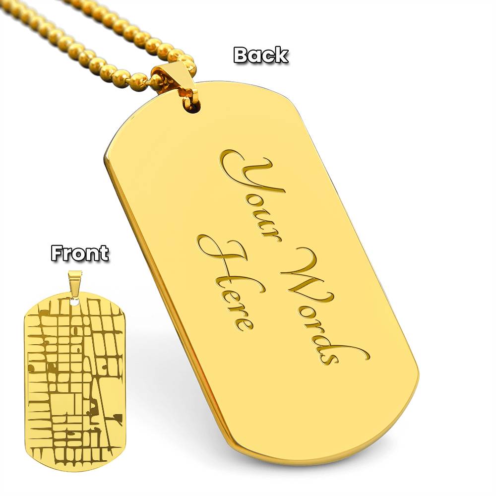 Engraved Personalized  Map  Dog Tag Necklace