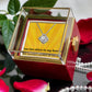 LOVE KNOT NECKLACE WITH ROTATING ROSE GIFT BOX AND MESSAGE CARD