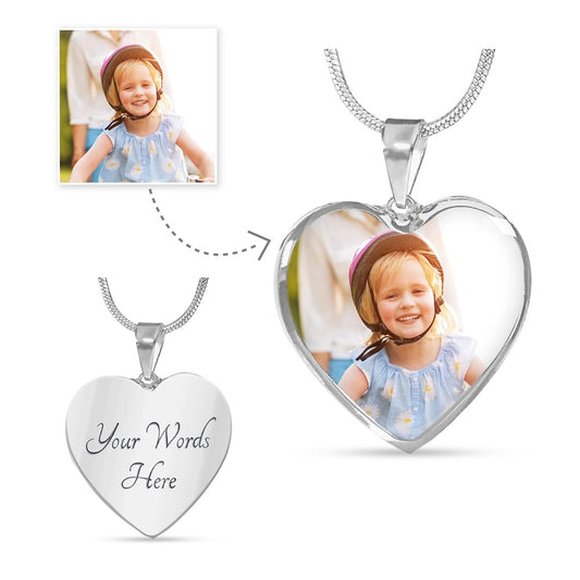 Custom Photo Upload Heart Necklace With Optional Engraving