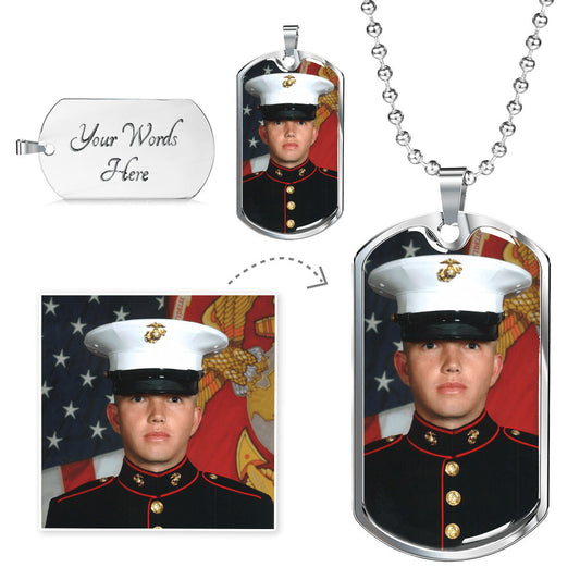 Custom Photo Upload  Dog Tag Necklace With Optional Engraving