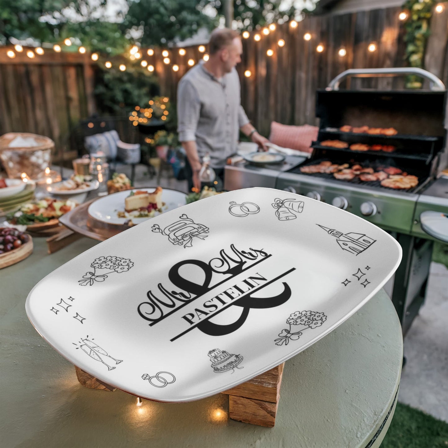 PERSONALIZED WEDDING DOODLE DESIGN PLATTER