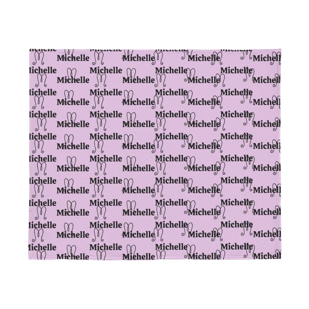 Personalized Name Pink Jersey Fleece Blanket 60" x 50"