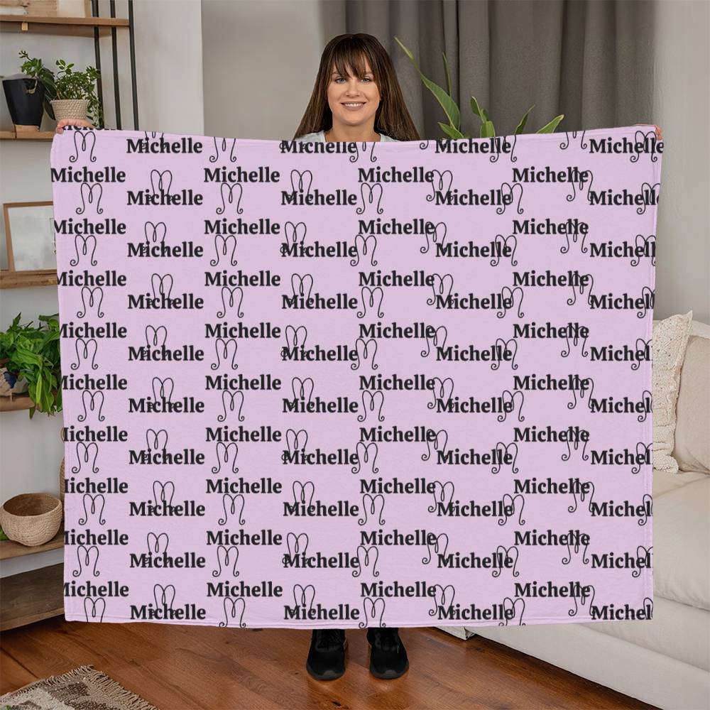Personalized Name Pink Jersey Fleece Blanket 60" x 50"