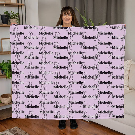 Personalized Name Pink Jersey Fleece Blanket 60" x 50"